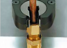 Photo showing the first step in the tightening process of a Cleco 24 Series tube nut wrench.