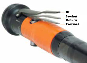 Photo showing the lever position functions of the Cleco 24 Series tube nut wrench.